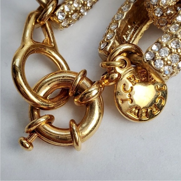 J. Crew Gold Pave Crystal Chunky Link Bracelet EUC - Picture 4 of 7